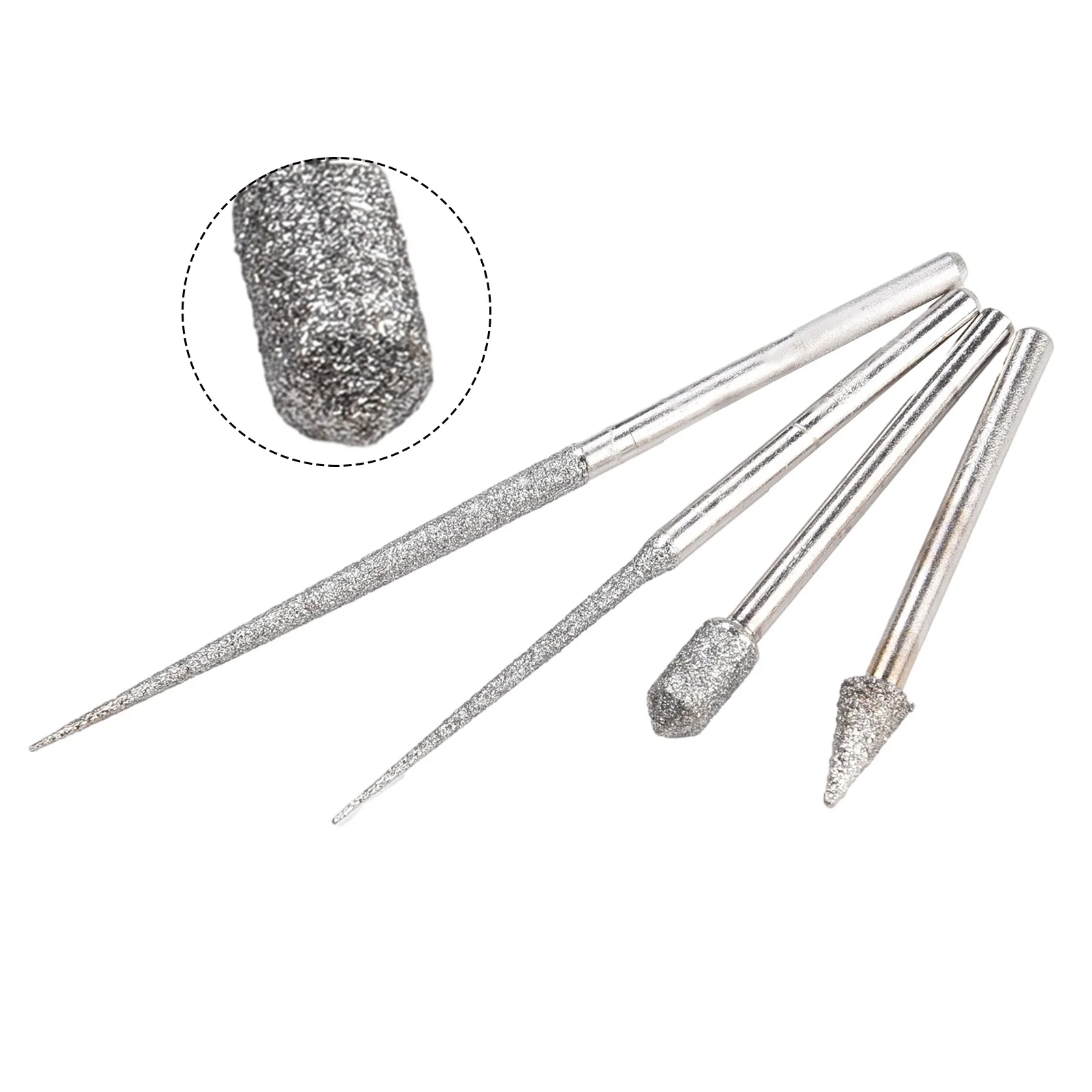 4pcs 3mm Shank Diamond Grinding Head Grinding Needle Bit Burr Mini Drill For Metal Glass Jade Engraving Drilling Carving Tool