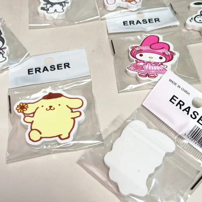 Imagem -04 - Sanrio Lápis Eraser dos Desenhos Animados Cute Pochacco Cinnamoroll Papelaria Estudante Kid School Supplies Prêmios Atacado Novo 36 Pcs