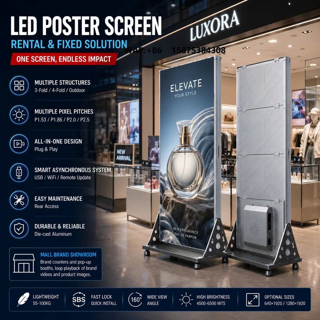TOPvision LED Poster Display Screen Indoor Outdoor Full Color Digital Signage Display for Retail Store Cinema Exhibition
