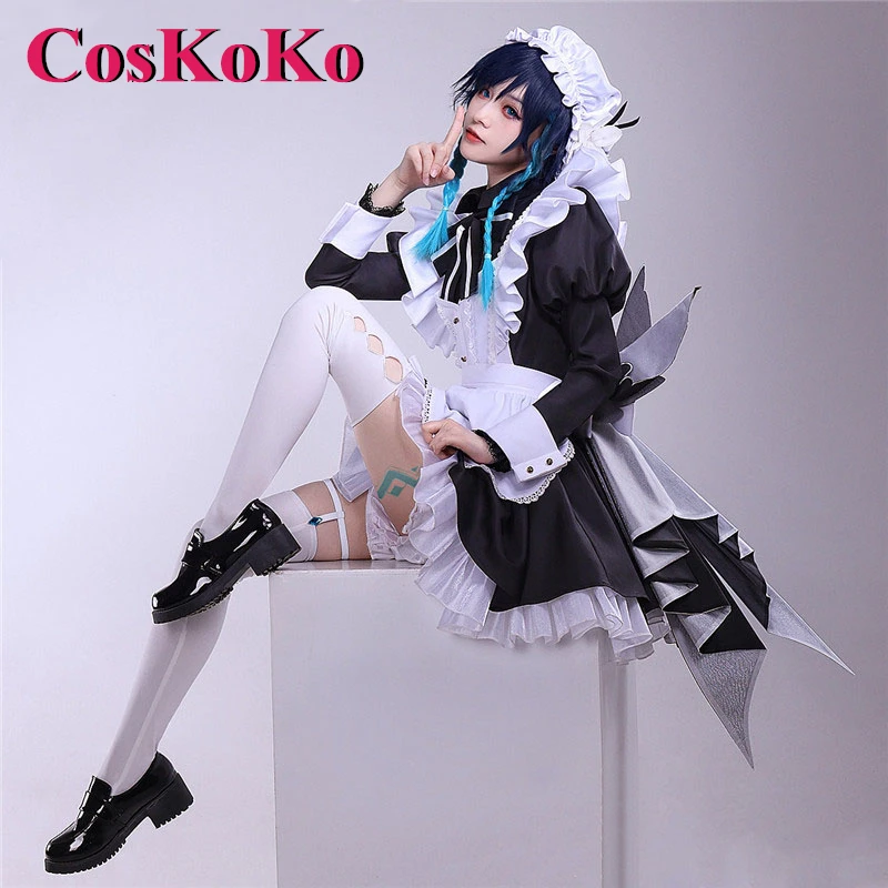 

CosKoKo Venti Cosplay Anime Game Genshin Impact Costume Gorgeous Sweet Maid Dress Women Halloween Party Role Play Clothing S-XL