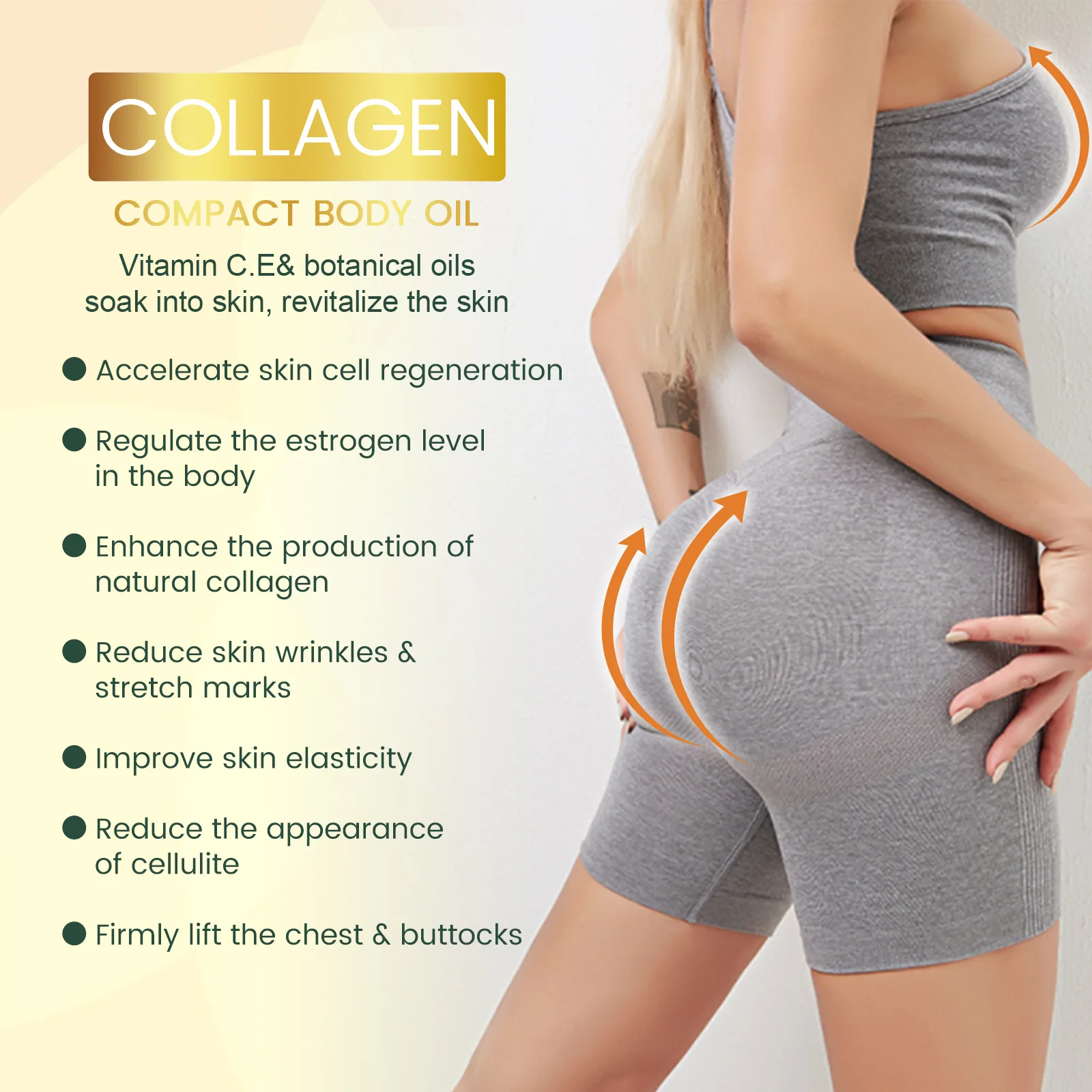 30 ml ätherisches Kollagenöl, nährendes, feuchtigkeitsspendendes, straffendes und aufhellendes Gesäßessenz-Pflegeöl nach der Rasur