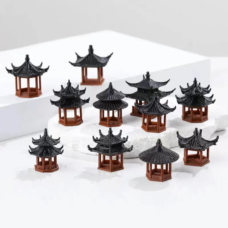 miniature PLA plastic chinese  style  pavilion 11pcs/set