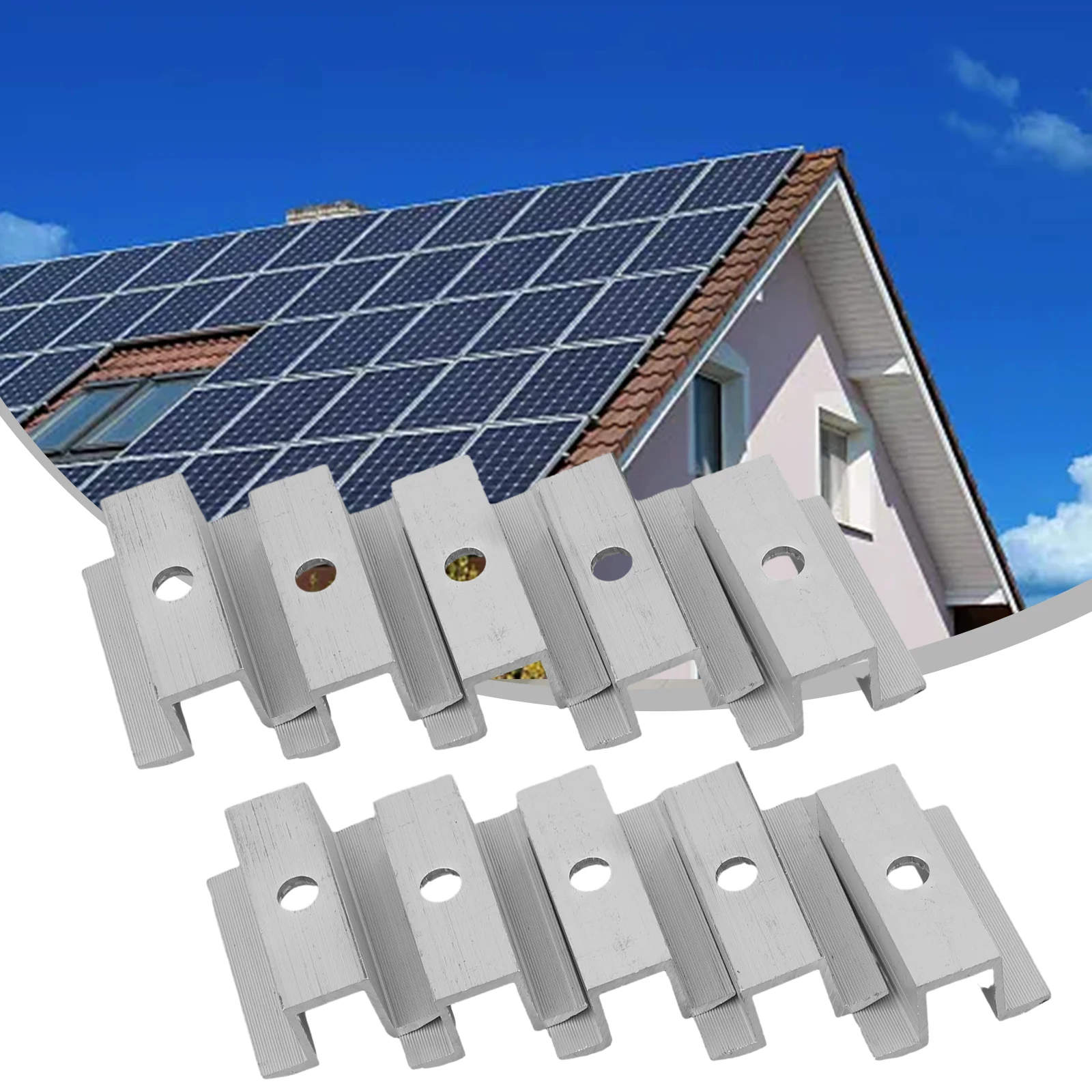 

4/10pcs Solar Middle Clamp PV Solar Panel Mounting Clip For Frame Height 25 - 50MM AluminumAlloy Solar System Accessories