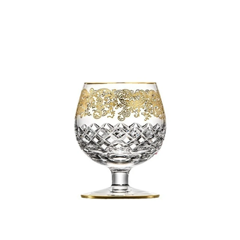 

Handmade crystal cup Vintage goblet Embossed household crystal glass