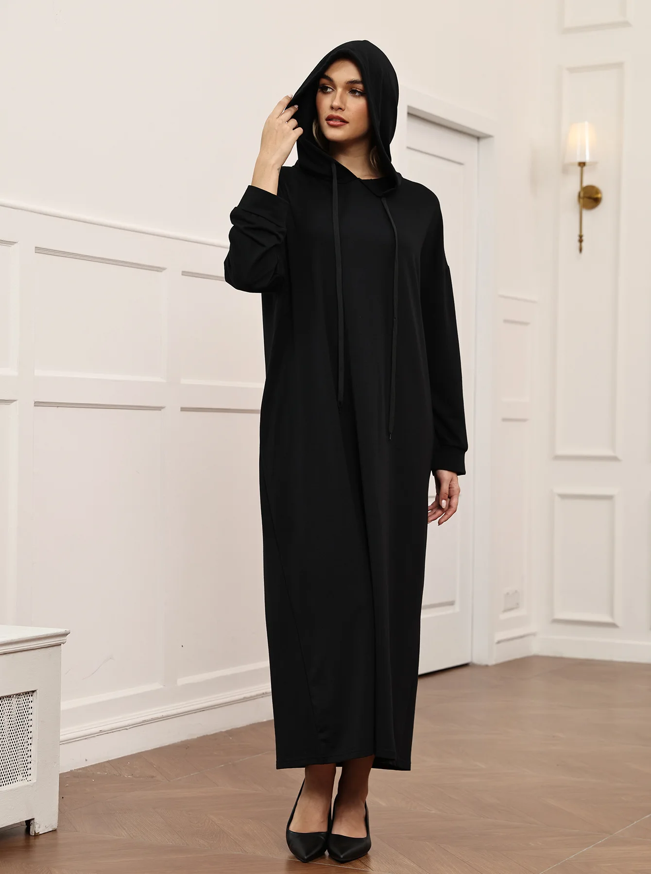 

Женское мусульманское платье-джеллаба с капюшоном, свободный кафтан, дубайский халат, одежда для Рамадана, исламская одежда, турецкий кафтан, марокканский женский джаллибия