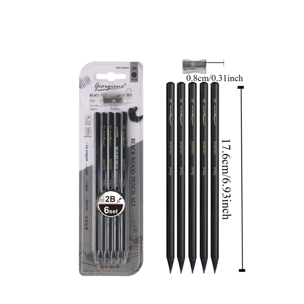 Дизайнерская ручка, мягкий карандаш для эскизов, 2H HB, графитовый смешанный угольный карандаш, черные принадлежности для рукоделия, набор карандашей для рисования, карандаши для художника