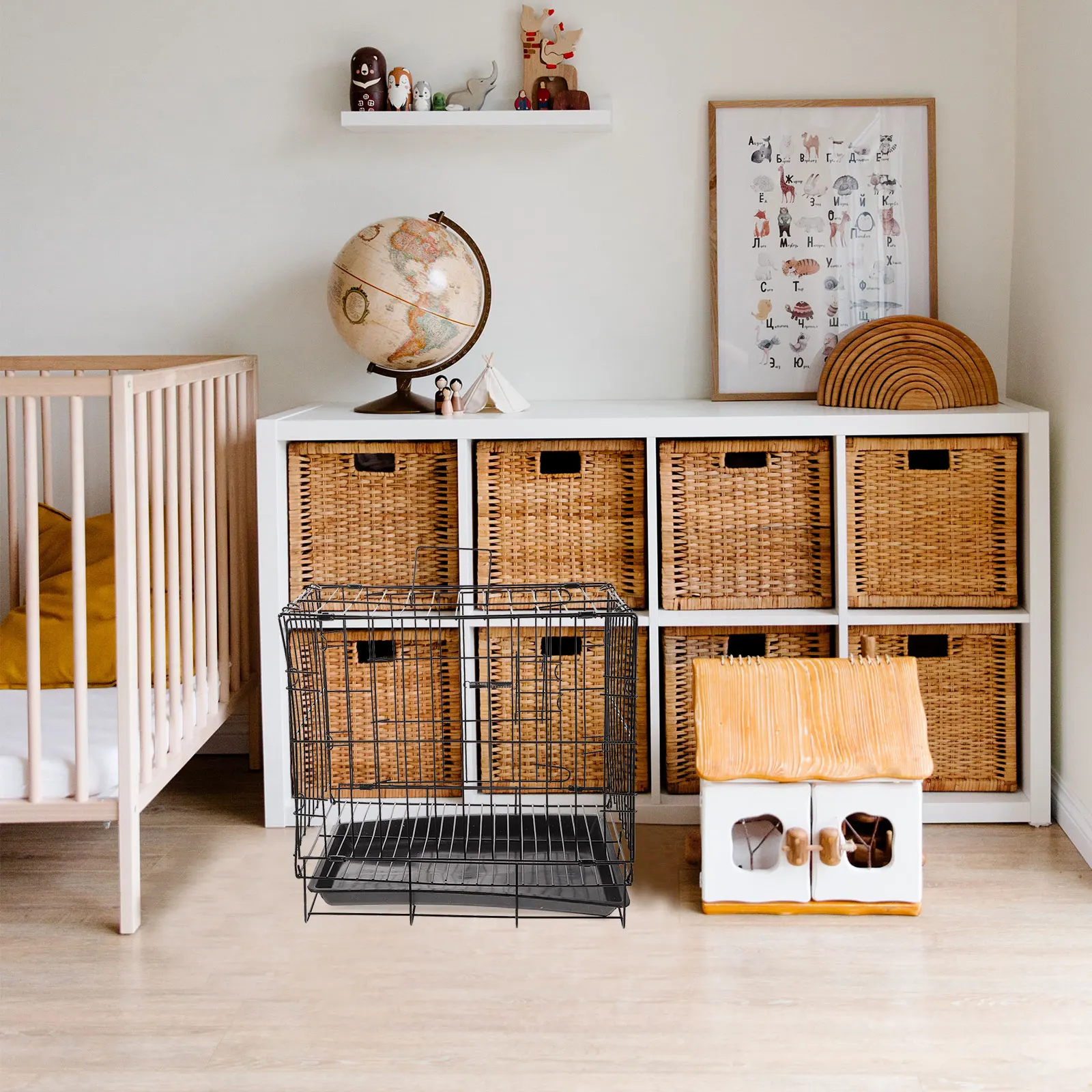 

Pet Cage Dog Cages Small Medium Iron Wire Crate for Mini Dogs Cats Outdoor Indoor Kennel Durable Safe Easy Assembly Travel