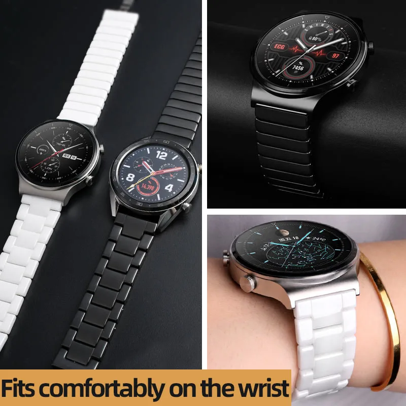 Universal Ceramic Strap For Hua Wei GT2Pro WATCH3/4 Ceramic Watch Watch Accessories And Black Bracelet Waterproof  Watch Band