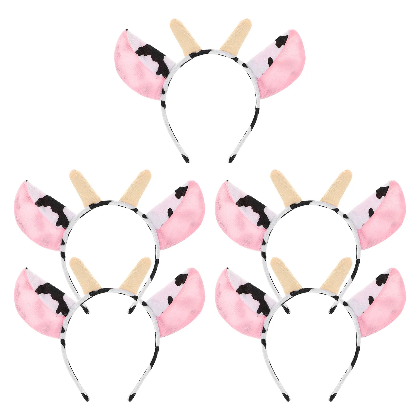 5pcs 암소 뿔 머리띠 동물 의상 액세서리 소프트 키즈 성인 파티 농장 카니발 드레스 파티 의상 머리띠 업 헤어