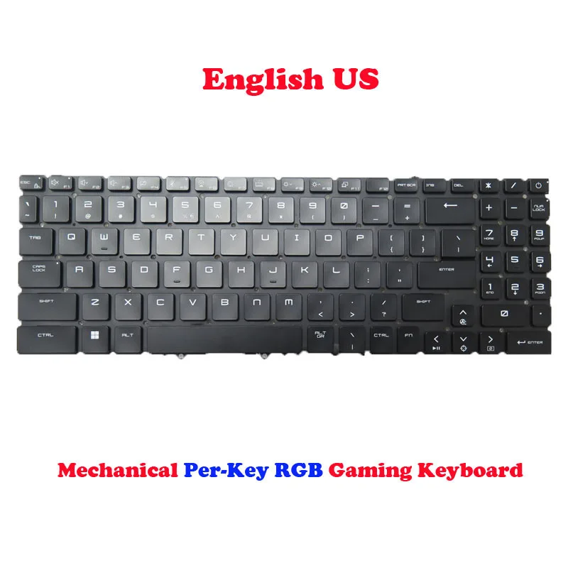 Laptop Per-Key RGB Backlit Keyboard For MSI Vector 17 HX A13V A13VHG A13VIG English US Black No Frame New