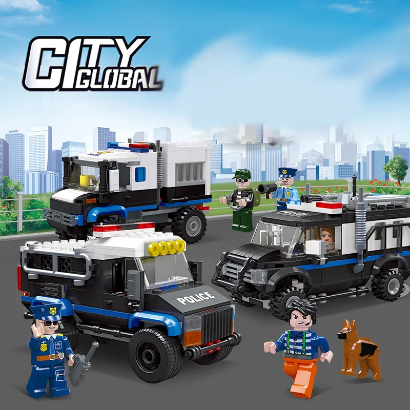 

3 Police Car Series Building Block Model Set 6-12 Childrens Puzzle Fun Toys Handmade DIY Exercise Hand on Ability and Creativity