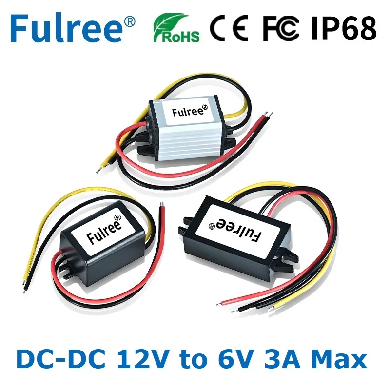 12V DC to 6V DC 3A 18W Step Down Voltage Converter 12 Volt to 6 Volt Buck Regulator Car Reverse Camera Video Power Supply Module