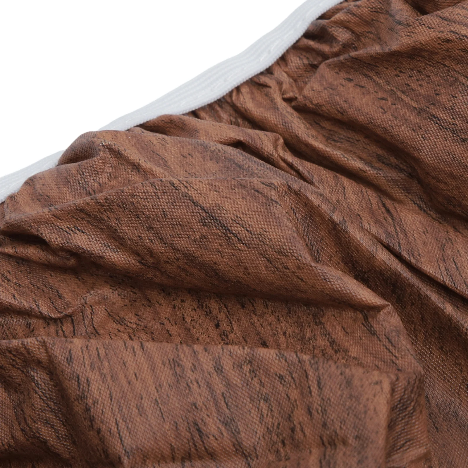 

Elastic Round Table Cloth Flannel Backed PVC Table Cover for Indoor Outdoor Use Simple Chic Wood Grain Design