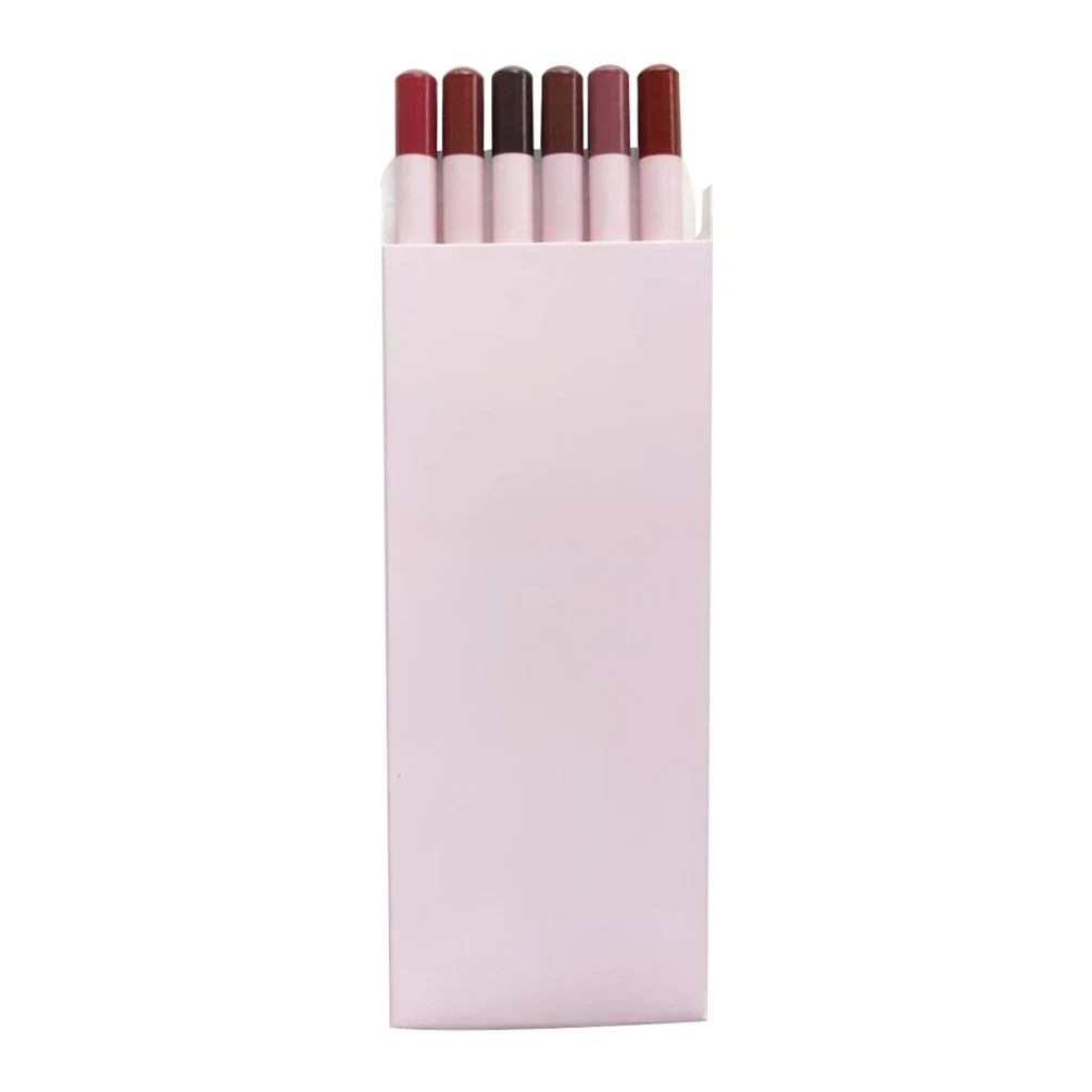 Private Label 6-teiliges Lipliner-Set mit individuellem Logo, Pigment, langlebig, nicht verblassend, samtig, matt, langlebig, wasserfest, Make-up-Großhandel