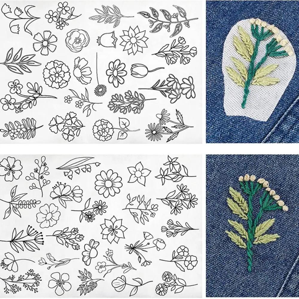 Flowers and Leaf Designs Stitching Embroidery Paper DIY Handmade Embroidery Crafts Embroidery Dissolving Transfer Paper