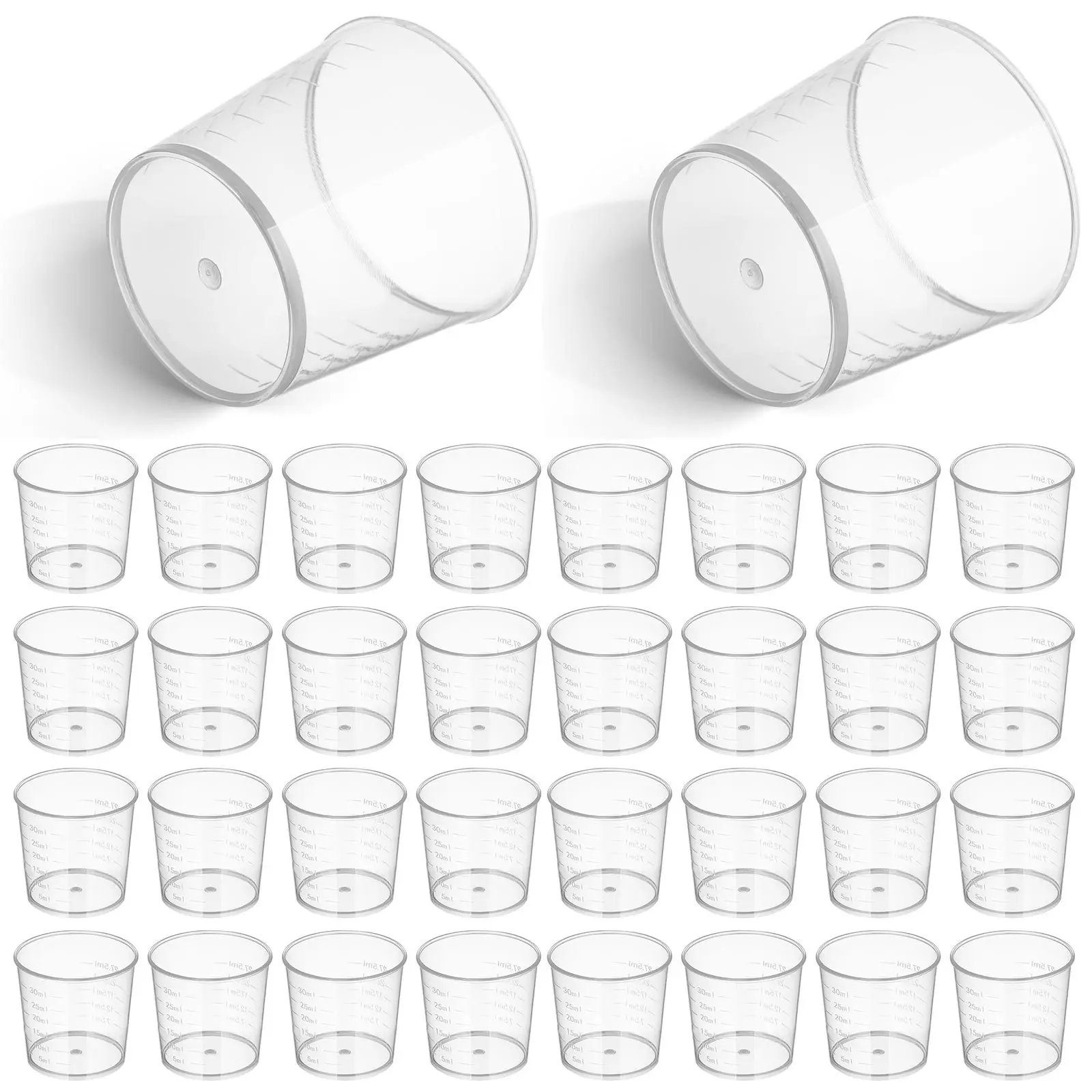 

50Pcs Plastic Measuring Cups 30ml Transparent Graduated Scale Liquid Container for Mixing Paint Epoxy Resin Kitchen Laboratory