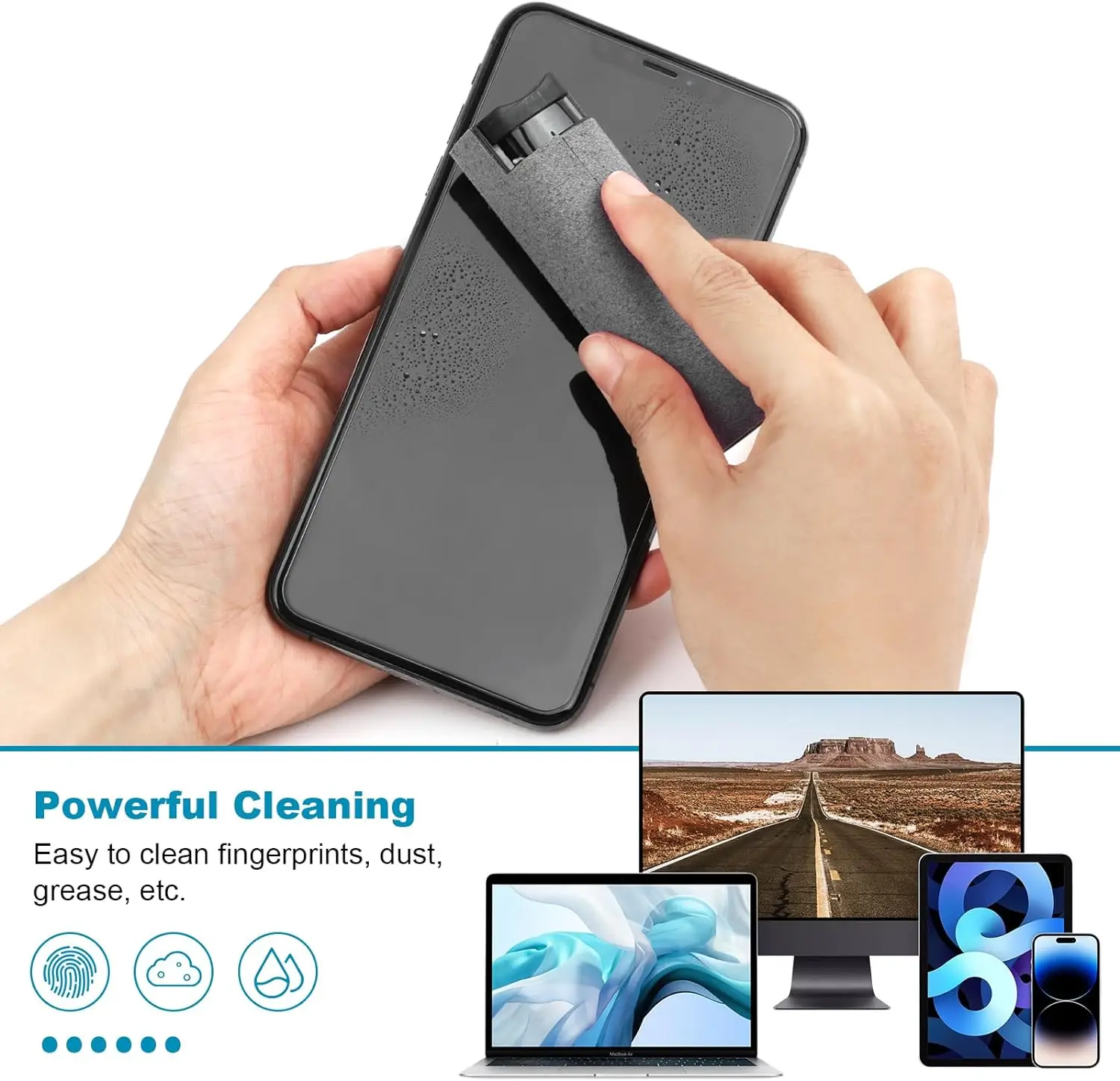 Screen Cleaner Spray Wipe for Laptop Monitor Phone PC Tablet Glass IPhone Touchscreen Polishing Cloth Cleaner Brush Cleaning Kit