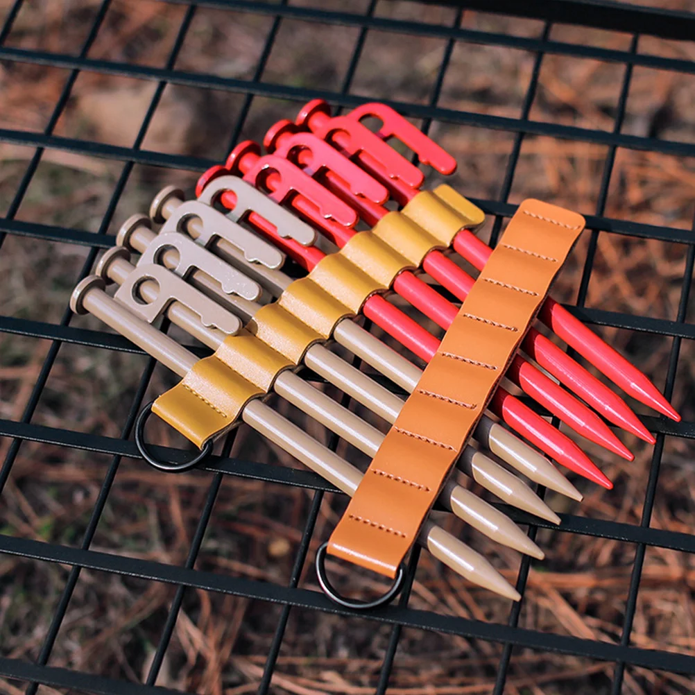 

4Pcs Tent Stake Storage Bag Fake 8 Hole Portable Camping Peg Organizer Chain Outdoor Hiking Gear Tent Stake Bag