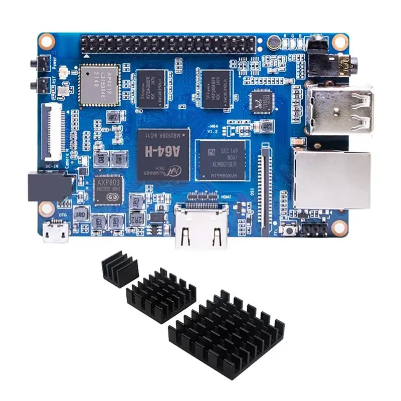 

Superior-For Banana Pi BPI-M64 Development Board+Heat Sink A64 2GB DDR3 8G EMMC 1000Mbps Wifi+BT Support For Linux Raspberry Pi