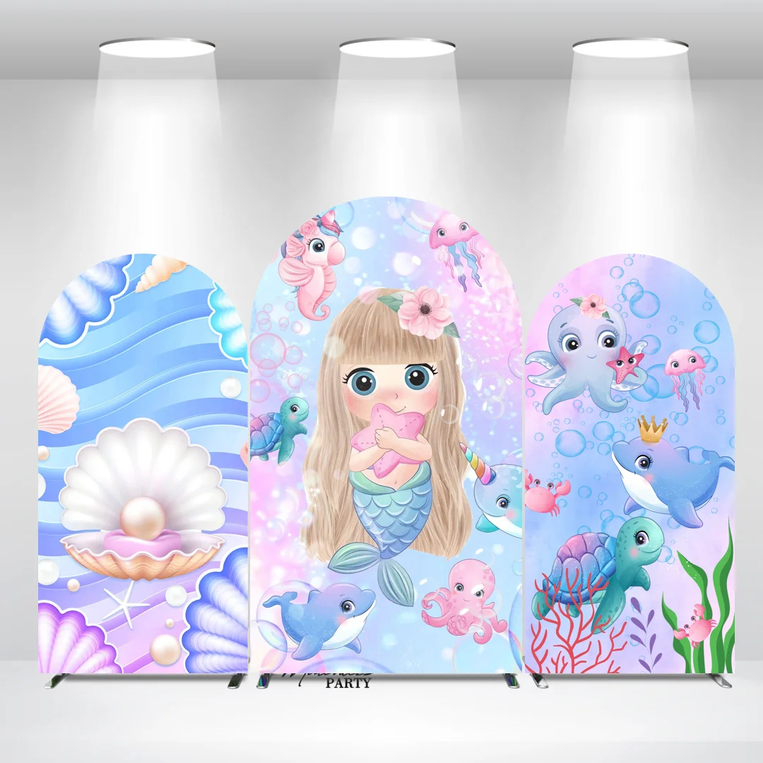 

Mermaid Theme Birthday Baby Shower Arch Backdrop Cloth Cover