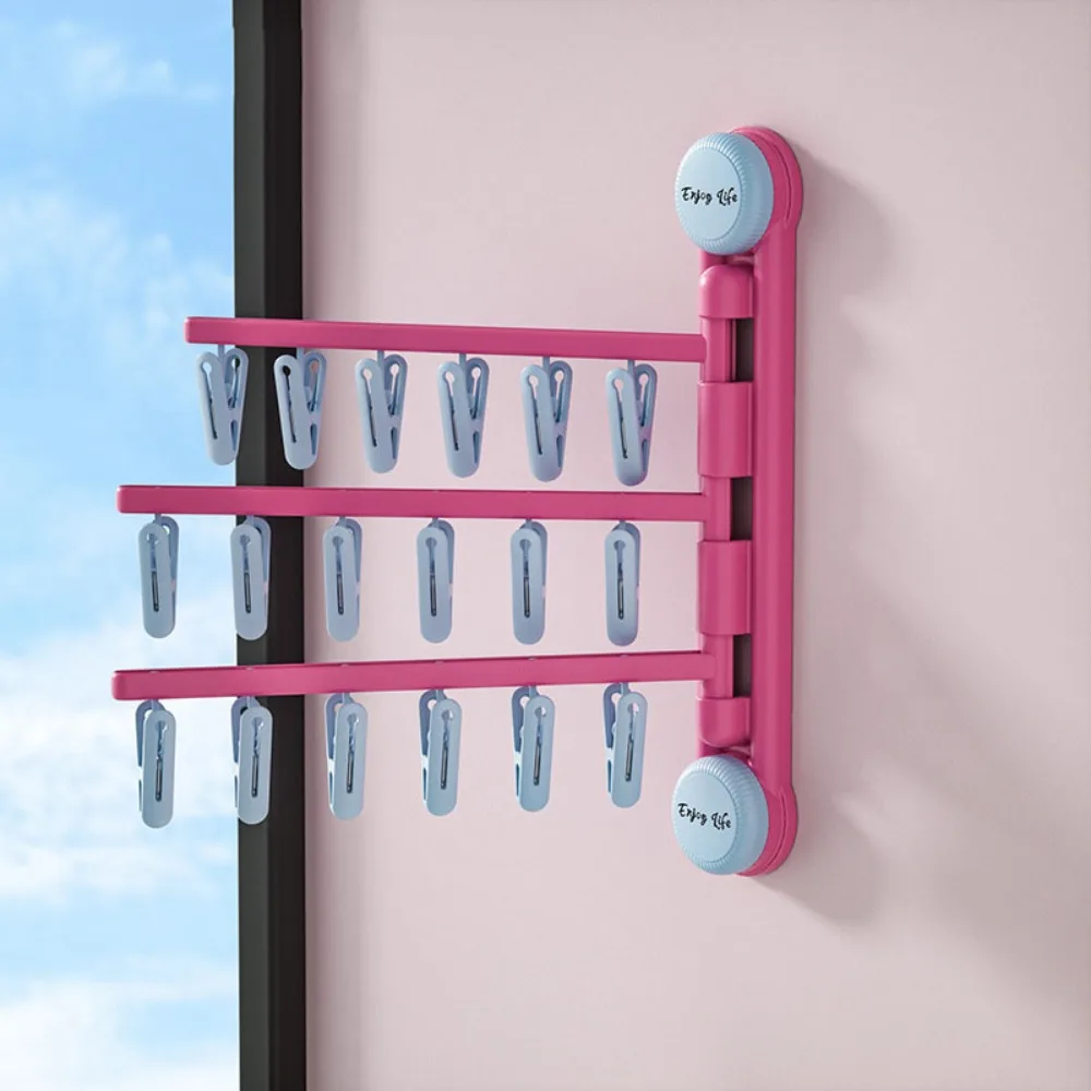 

Dopamine Suction Cup Sock Clip Anti-slip Wall Mounted Clothes Drying Holder with Multiple Clips Plastic