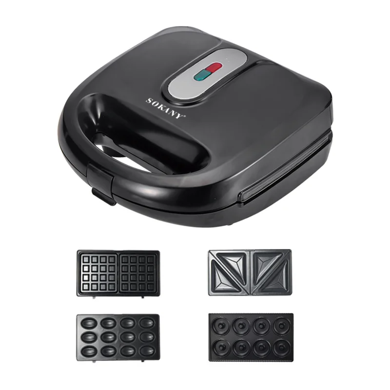 

SOKANY908-4 Sandwich Maker Double Sided Heated 4 in 1 Baking Waffle Maker Household Donut Maker