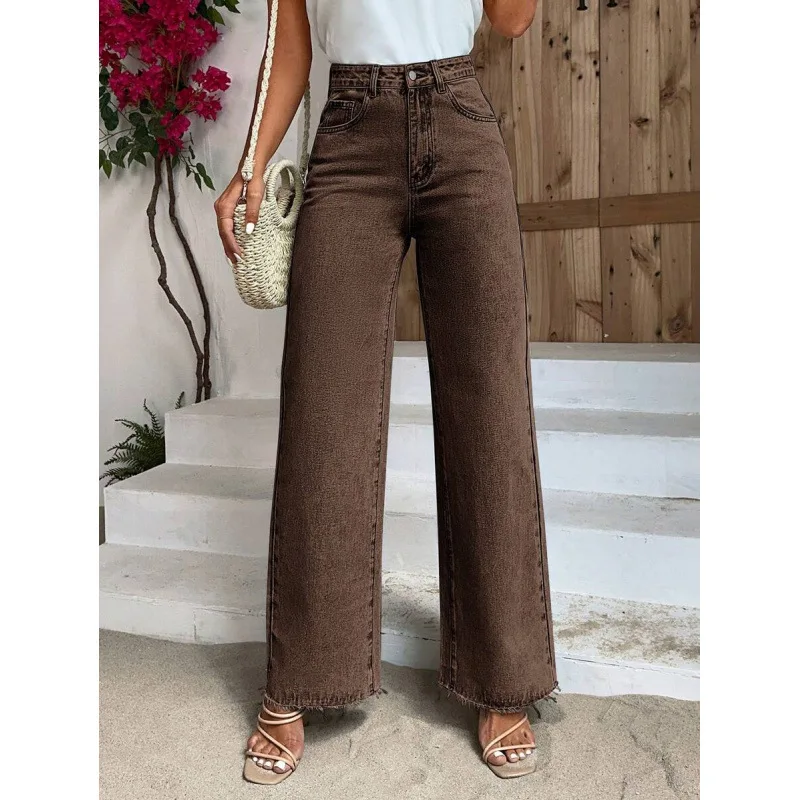 

Black Straight Jeans Neutral Style Casual Pants High Waist T 72766 Comfortable Fit Neutral Jeans for Women And Men