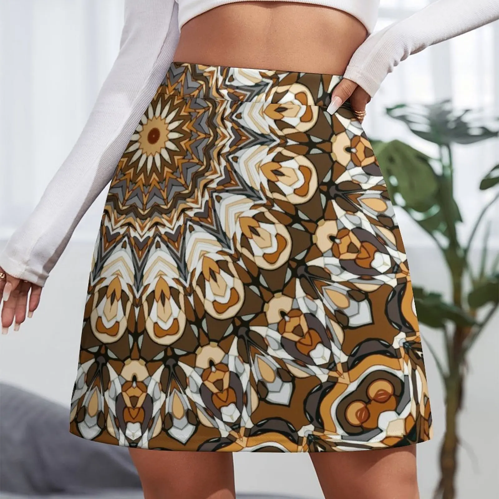 Earth and Snow Mandala Mini Skirt Skirt satin chic and elegant woman skirt Woman skirts women's stylish skirts Mini