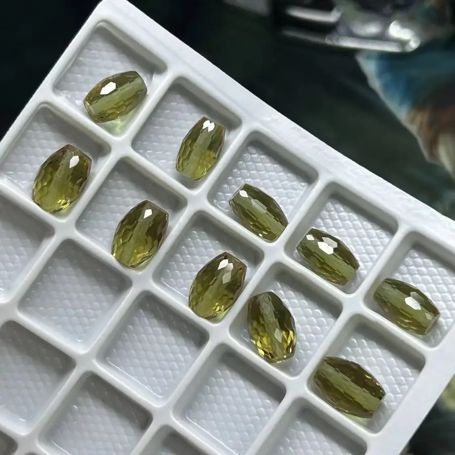 6x9-8x12mm Faceted Green Glass Beads Color Change Glass Crystal Diaspore Stones with Hole