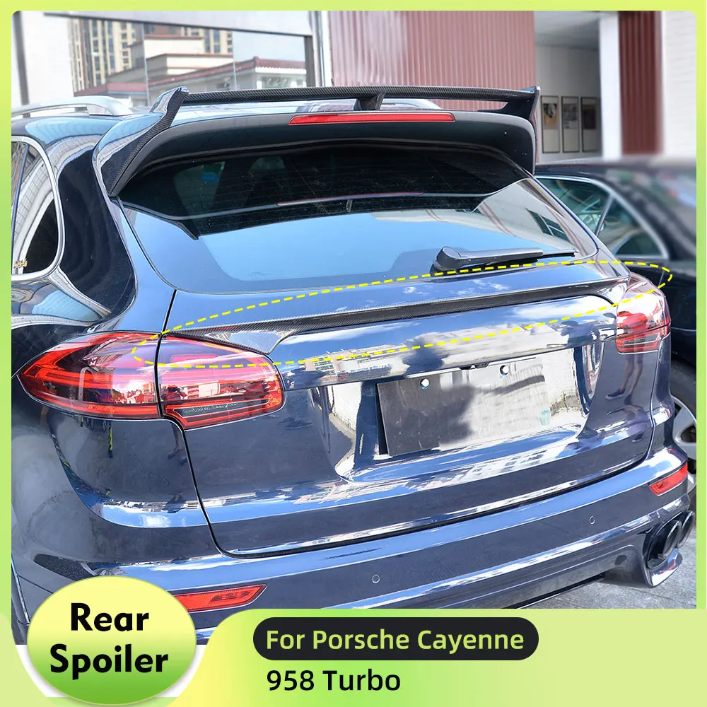 Carbon Fiber Rear Middle Racing Spoiler Wing for Porsche Cayenne 958 Turbo S Sport 4-Door 2015-2017 Trunk Boot Lip Spoiler Wings 