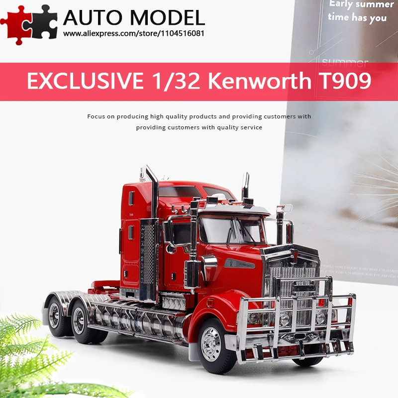 Camión Tractor Kenworth T909 con Remolque Australiano, Modelo a Escala Metálico Exclusivo 1:32, Modelo de Coche Estático Realista de Aleación, Vehículo de Transporte Coleccionable con Puertas que se Abren