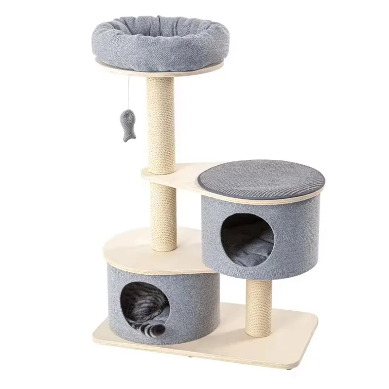 Solid Wood Multi-layer Large cat Jumping Platform Felt cat Bed Pet Furniture Toy