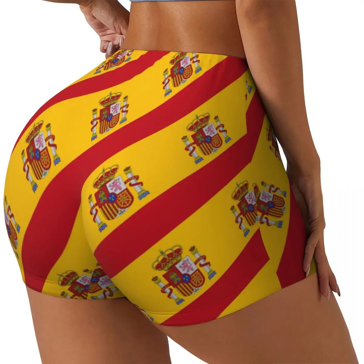 

Женская одежда, шорты для спортзала, короткие эластичные шорты для бега с эффектом пуш-ап, спортивные шорты с флагом Испании