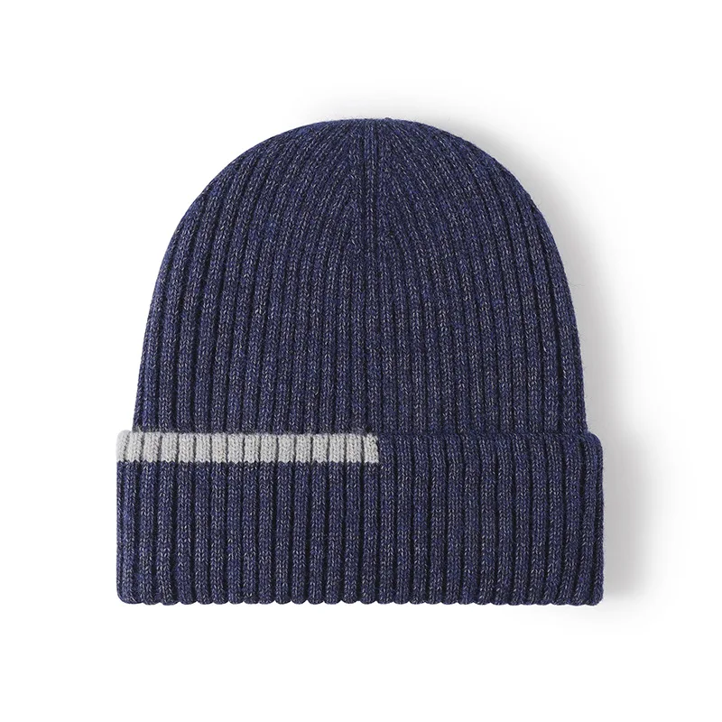 

thickened winter hats for men double layers fur-lined knitting beanies for men