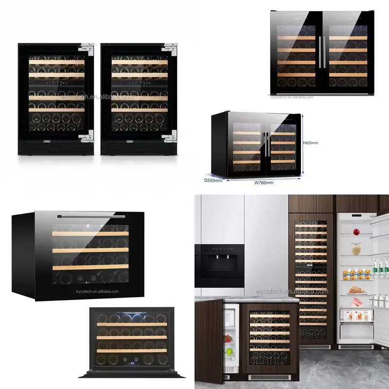 Built-in Wine Cooler Stainless Steel Glass Door Beverage Refrigerator Compressor Wine Fridge for Home Hotel Outdoor