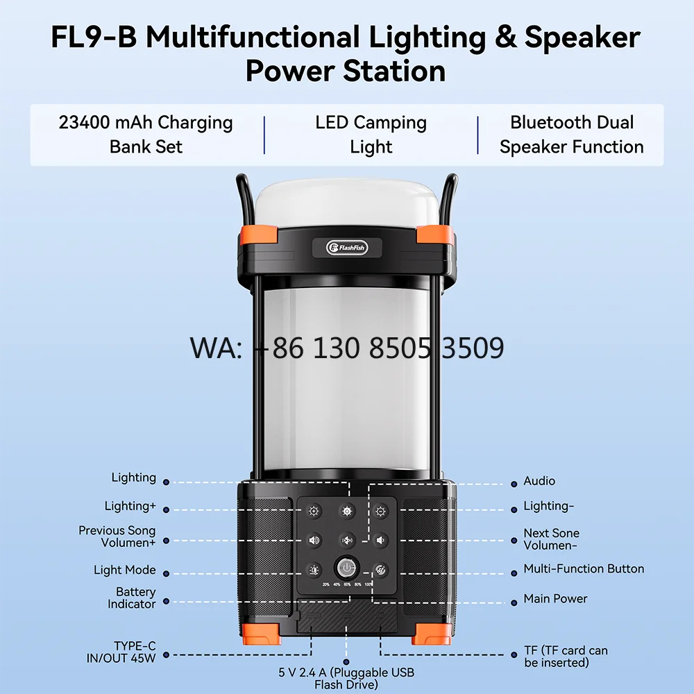 

FL9-B Solar Battery Powered Generators Backup Rechargeable Power Station Outdoor With LED Lantern Light