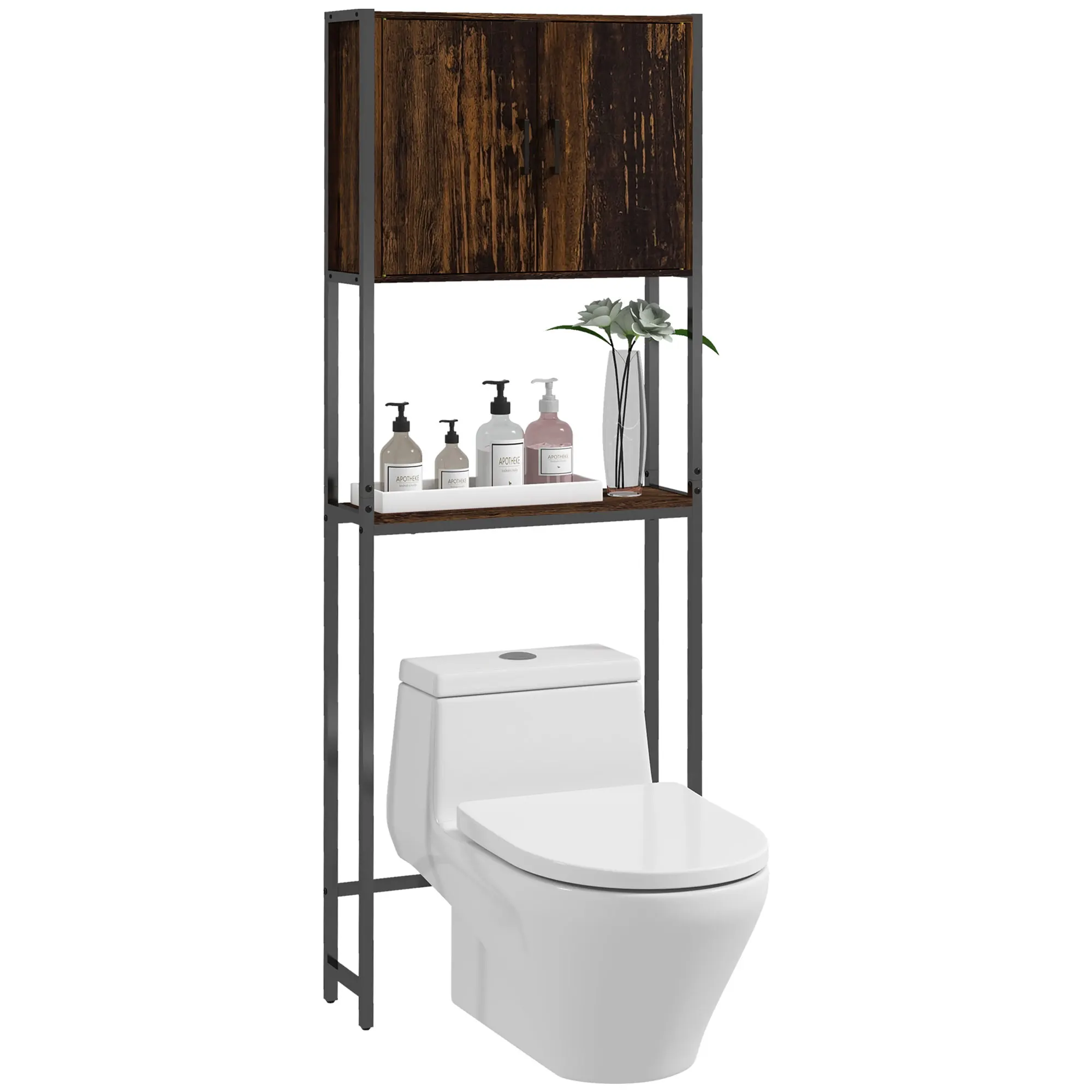 Kleankin Industrial over the Toilet Storage Cabinet, Bathroom Space Saver Above Toilet with Double Door Cupboard