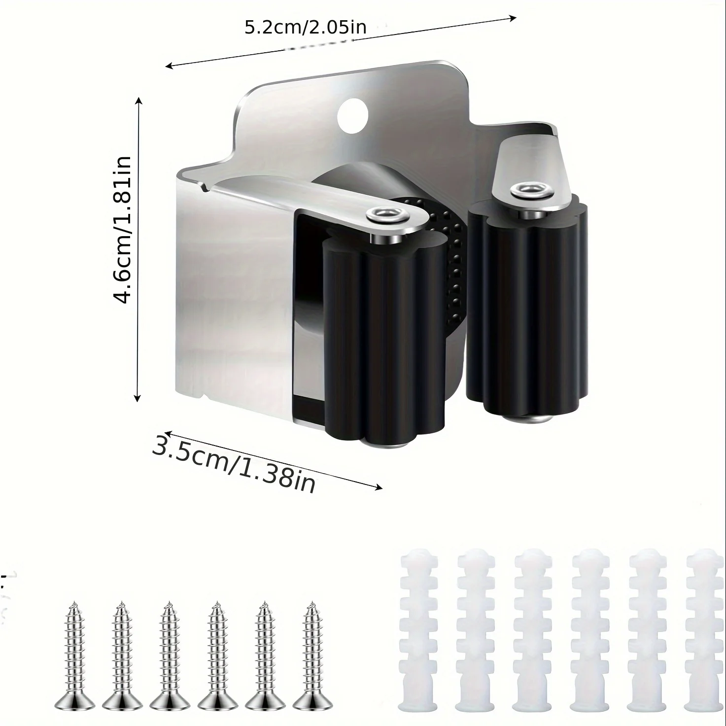 Stainless Steel Wall Mounted Broom Mop Holder, with Screws Included, Suitable for Bathrooms, Offices, Cabinets, Gardens, Garages - view 3