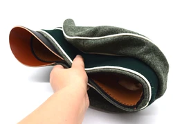 Cosplay Collectable German Crusher Field Visor Cap Green Hat Wall Sweat Ring Made Leather Replica