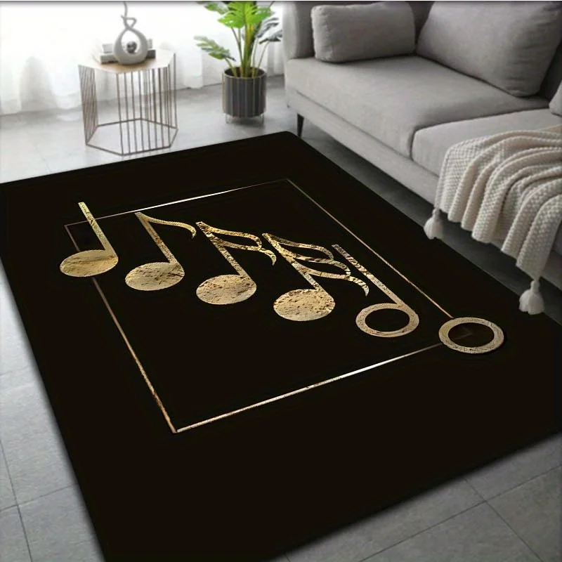 1pc Six Musicnotes Pattern Carpet Door Floor Mat Doormat Non-slip Floor Mat Living Room Decor Black Basketball Court Pattern Rug