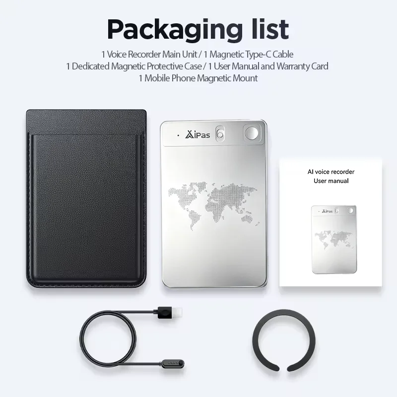 신형 장거리 녹음기 64GB 6000시간 녹음 시간 듀얼 마이크 소음 감소 인터뷰, AI 번역 및 자막 제작