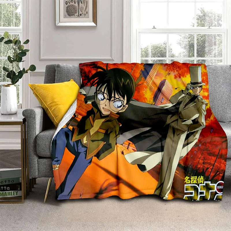 3D Detective Conan Anime Cartoon HD Blanket,Soft Throw Blanket for Home Bedroom Bed Sofa Picnic Travel Office Cover Blanket Kids