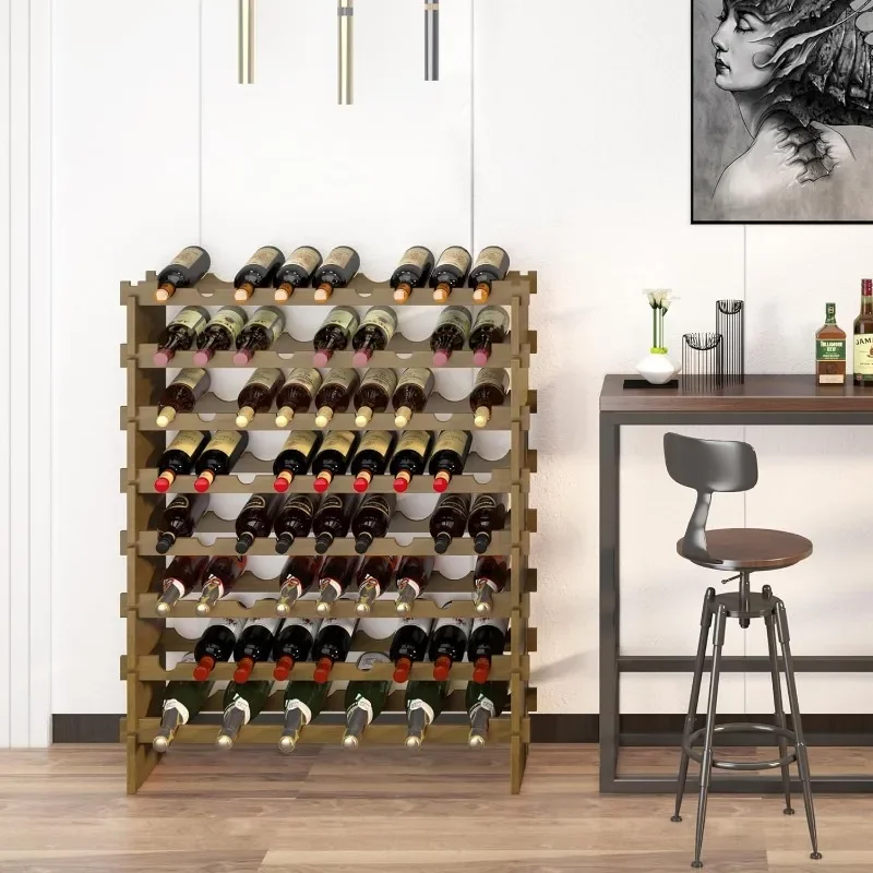 

Wine Rack Freestanding Floor Bamboo Stackable Wine Storage Racks Wall Mounted, Modular Wine Bottle Stand Holder Display Shelf