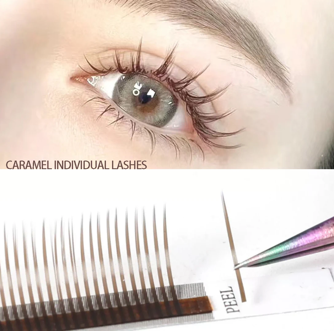 5D Individual lashes Caramel color Mink Soft False Eyelashes 5D Spike Fairy Little Devil Eyelashes Russian Volume Premade Fans