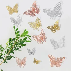 12pcs 3D Hollow Butterflies Wall Stickers on The Wall for Wedding Decoration Children Room Decor Living Room Kids Bedroom DIY