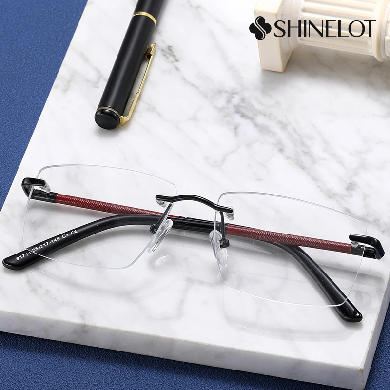 

91714 Classic Rimless Men Business Eyeglasses Frame Optical Glasses Technology Oriented Eyewear Father's Birthday Gift