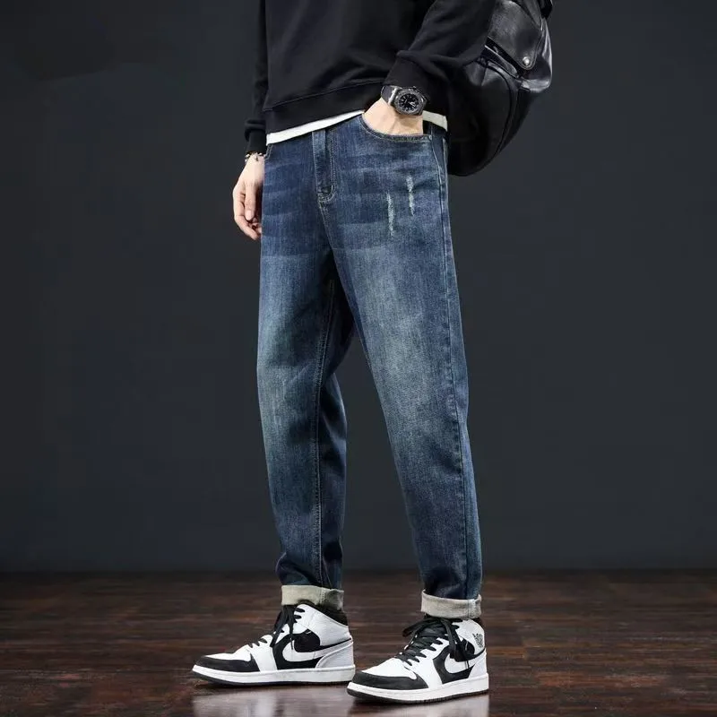 

Men jeans spring Men Long Pants Denim Pant high quality Trousers Zipper fashion Casual Regular Slim Fit Sheath summer jeans