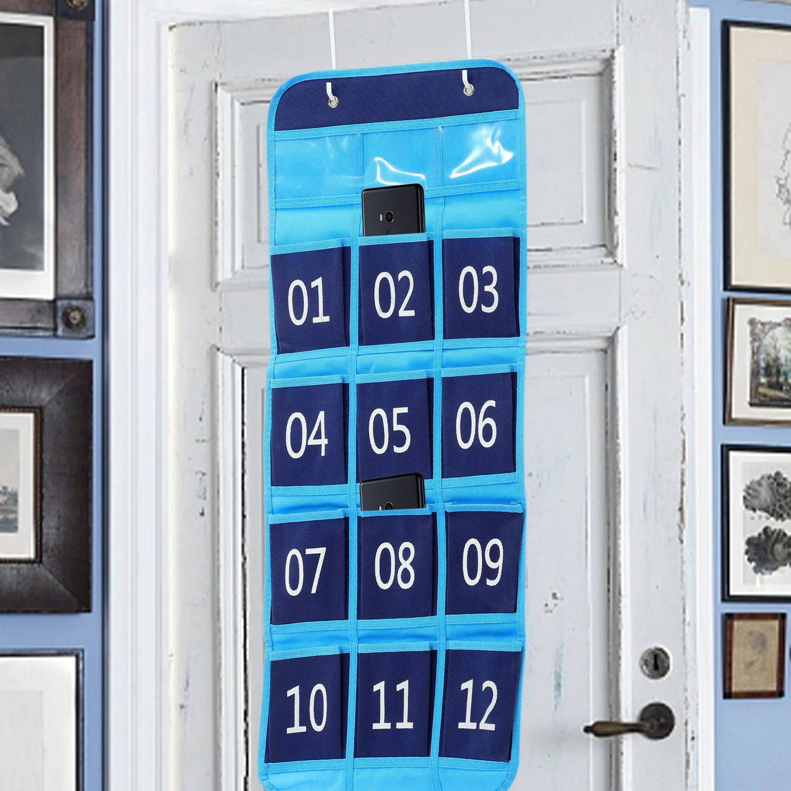 

Hanging Classroom Organizer Numbered Pocket Chart Cell Phone Holder Sewing Multiple Items Storage for School Dormitory