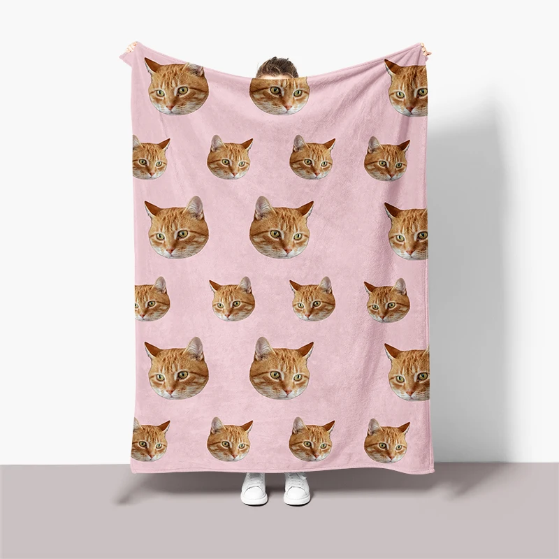 ผ้าห่มผ้าจับแพะชนแกะพิมพ์ลายใบหน้าสัตว์เลี้ยงพร้อมรูปภาพสำหรับของขวัญวันเกิดของขวัญผ้าห่มโยนส่วนตัวสำหรับคุณพ่อคุณแม่