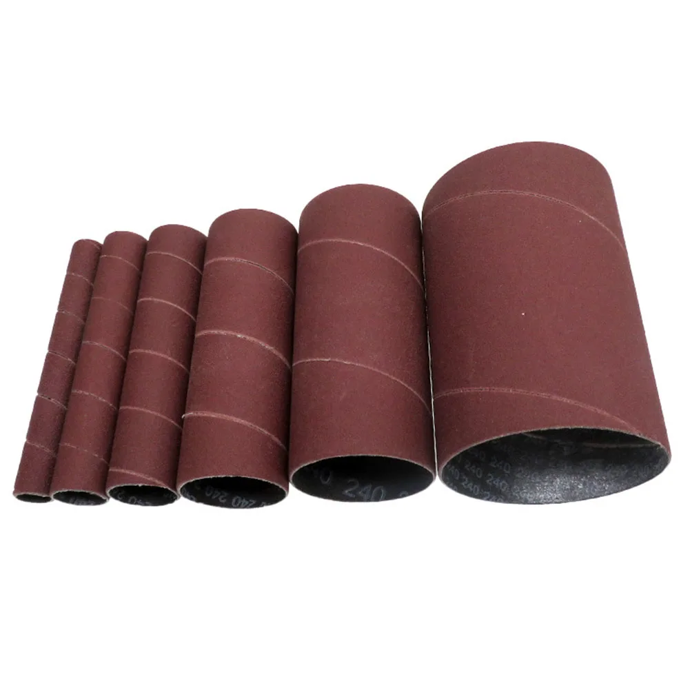 

6Pcs Sandpaper 4.5'' Sanding Drum Sleeves Kit Sanding Paper Polishing Wheel 240 Grit 1/2''- 3'' For Plastic Wood Jade Polishing